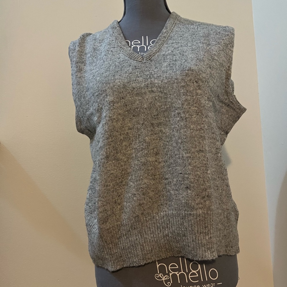 Gray Sleeveless V-Neck Sweater
